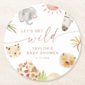 サファリ風ベビーシャワー ラウンドペーパーコースター (正面)