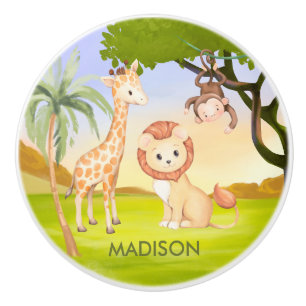 サファリ魅力的アニマルネームテーマドロワーセラミ セラミックノブ