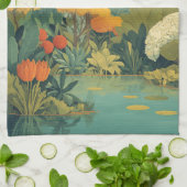 サファリ鮮やかジャングルシーン キッチンタオル (折り畳み)