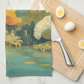 サファリ鮮やかジャングルシーン キッチンタオル (四つ折り)