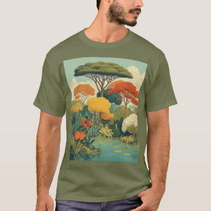 サファリ鮮やかジャングルシーン Tシャツ