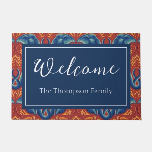 サファリ鮮やかタペストリーパターン – ザホワイトロータス ドアマット (正面)