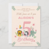 サファリ鮮やかパステルフィフス誕生日 招待状 (正面)