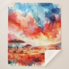 サファリ鮮やかーサンセット シェルパブランケット