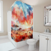 サファリ鮮やかーサンセット シャワーカーテン (インサイチュ)