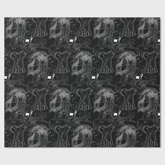 サファリ黒と白かわいいギフトユニーク|過去記事 ラッピングペーパー (フラット)