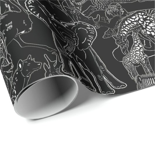 サファリ黒と白かわいいギフトユニーク|過去記事 ラッピングペーパー (ロールコーナー)