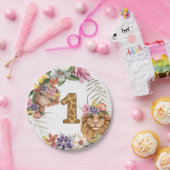 サファリ1st最初のモンキーライオン野生動物の誕生日 ペーパープレート (パーティー)