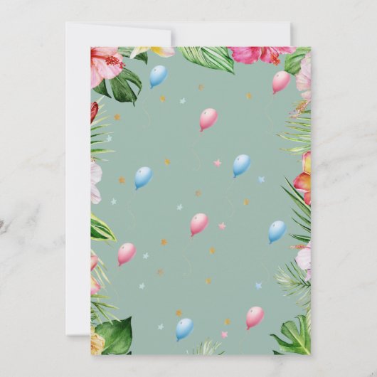 サファリ1thバースデーワイルドワンフローラ子供の誕生日 招待状 (裏面)