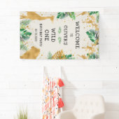 サファリ1th誕生日パーティーグリーンベージュ色へようこそ 横断幕 (インサイチュ)