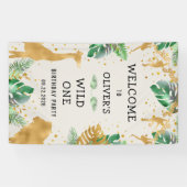 サファリ1th誕生日パーティーグリーンベージュ色へようこそ 横断幕 (横)