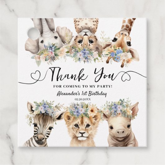 サファリ1th誕生日パーティージャングル動物の少年 フェイバータグ (正面)