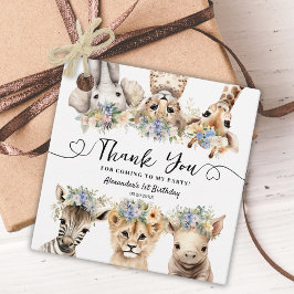 サファリ1th誕生日パーティージャングル動物の少年 フェイバータグ