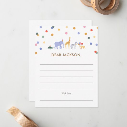 サファリ1th誕生日パーティータイムカプセル ノートカード (正面/裏面インサイチュ)