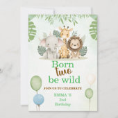 サファリ2歳の誕生日招待状|Born Two Be Wild 招待状 (正面)