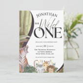 サファリ・アニマルズ・ワイルド・ワン ファーストバースデー 招待状 (スタンド正面)