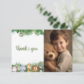 サファリ・アニマルズ・ワイルド・ワン・ボーイズ・ファーストバースデイ・フォト サンキューカード (スタンド正面)