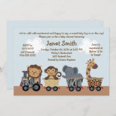 サファリ/アニマルトレインベビーシャワー招待状 招待状 (正面/裏面)