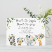 サファリ アニマル ツインズ ベイビー シャワー インビテーション (スタンド正面)