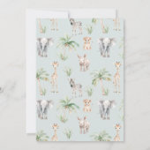 サファリ アニマル ワイルド ワン ベイビー ボーイ シャワー 招待状 (裏面)