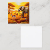 サファリ、アフリカのサンセットと野生動物 スクエア名刺 (正面/裏面)