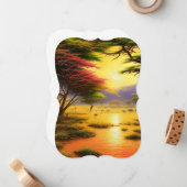 サファリ、アフリカのサンセット、野生動物。 ノートカード (正面/裏面インサイチュ)