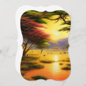 サファリ、アフリカのサンセット、野生動物。 ノートカード (正面/裏面)