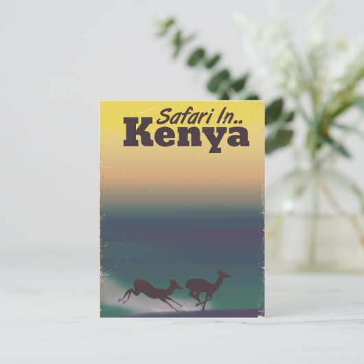 サファリ・イン・ケニアのバケーションポスター ポストカード (スタンド正面)