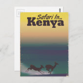 サファリ・イン・ケニアのバケーションポスター ポストカード (正面/裏面)