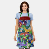 サファリ、カラフル野生動物、 エプロン (着用した状態)