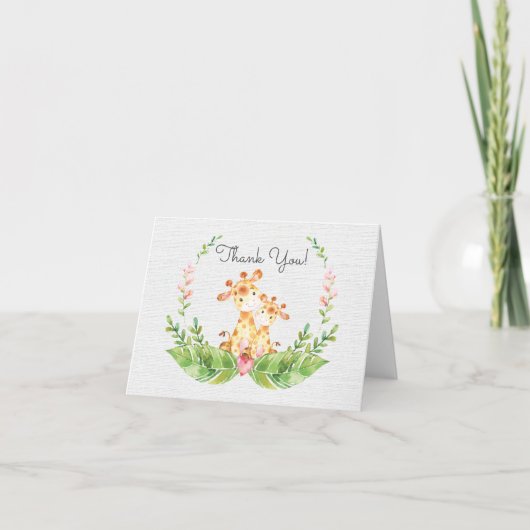 サファリ キリン ベビーシャワー 感謝カード (正面)