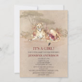 サファリ サハラ サバンナ ライオン 女の子 ベビーシャワー 招待状 (正面)