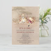 サファリ サハラ サバンナ ライオン 女の子 ベビーシャワー 招待状 (スタンド正面)