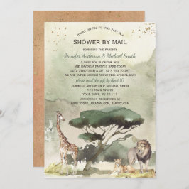 サファリ·サバンナ·サハラ動物たちのベビーシャワーを郵送 招待状