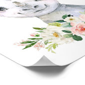 サファリ・ジャングル・ピンクの花・女の子の寝室 ポスター (角)