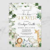 サファリ ジャングル ベビーシャワー 招待状 (正面/裏面)