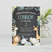 サファリ ジャングル 誕生日 招待状、黒板 招待状 (スタンド正面)