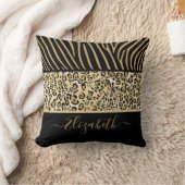 サファリ・ゼブラ・レオパード・ストライププリント・・デコール・ウィズ・ウィズ・ネーム クッション (ブランケット)