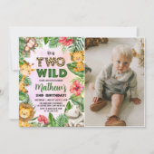 サファリ・トゥ・ワイルド 2歳の誕生日写真 招待状 (正面)