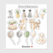 サファリ ヒョウ ゼブラ ヘビ 誕生日 シール (シート)