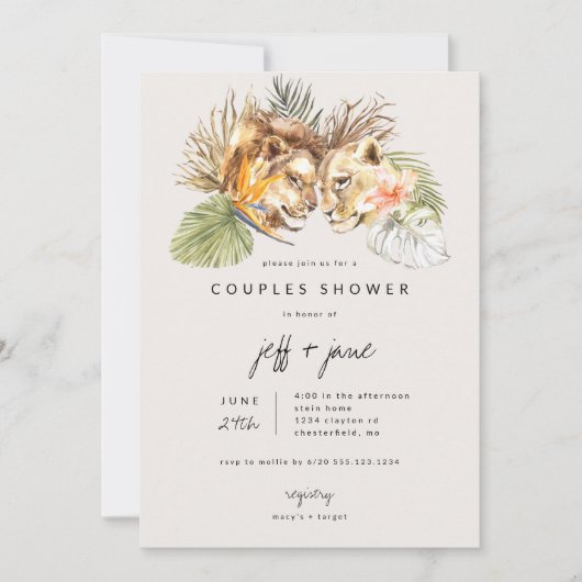 サファリ ビッグキャッツ カップルシャワー 招待状 (正面)