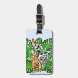 サファリ フレンズ キリン シマウマ トラ ヤシの葉 ラゲッジタグ