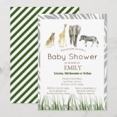 サファリ ベイビーシャワー 招待状, 誕生日 招待状 (正面/裏面)