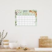 サファリ ベイビー シャワーの出生日予想カレンダー ポスター (キッチン)