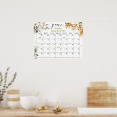 サファリ ベイビー シャワーの到着日予想カレンダー ポスター (キッチン)