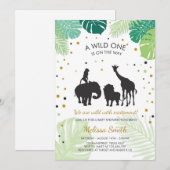 サファリ·ベイビー·シャワー招待状動物園の野生のジャングル動物 招待状 (正面/裏面)