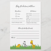 サファリ ベイビー シャワー 予測とアドバイス ゲーム チラシ (正面)