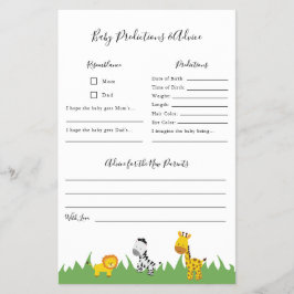 サファリ ベイビー シャワー 予測とアドバイス ゲーム チラシ
