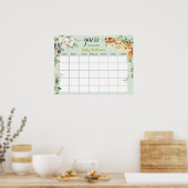 サファリ ベイビー シャワー 出産予定日 カレンダー ポスター (キッチン)