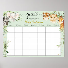 サファリ ベイビー シャワー 出産予定日 カレンダー ポスター